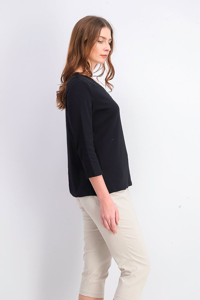 Karen Scott Top Feminino com Acabamento em Ilhós Preto Tamanho Grande