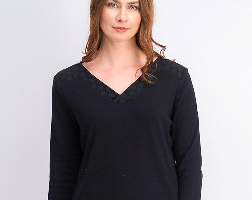 Karen Scott Top Feminino com Acabamento em Ilhós Preto Tamanho Médio