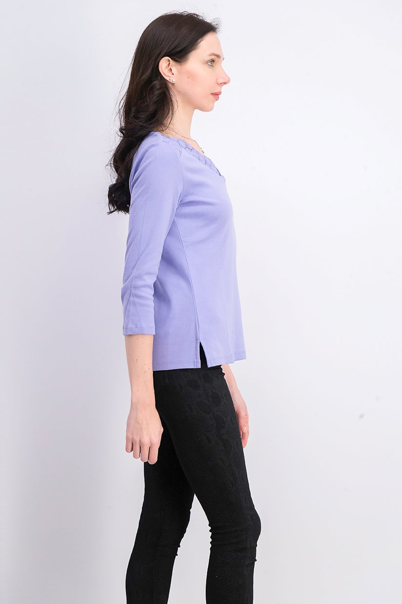 Karen Scott Top Feminino com Acabamento em Ilhós Lilás Tamanho Extra Grande