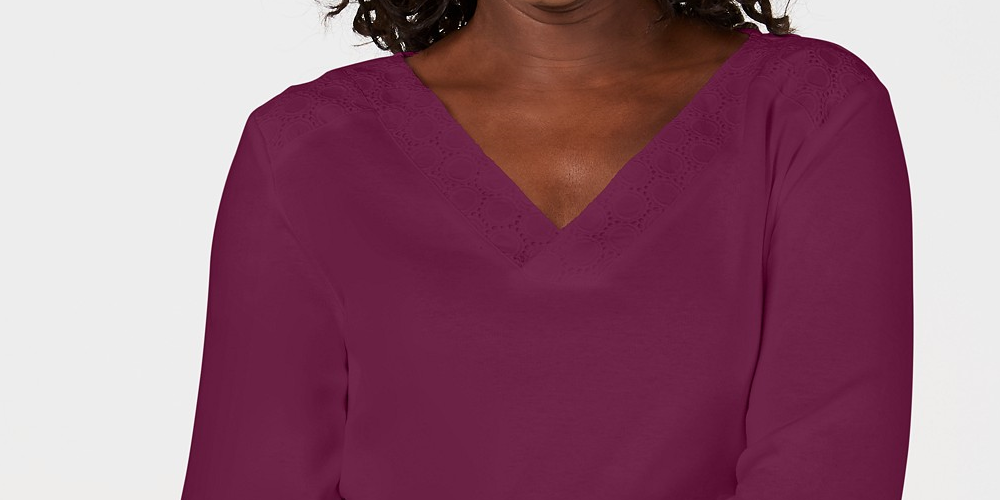 Karen Scott Top Feminino com Acabamento em Ilhós Rosa Escuro Tamanho P