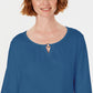 Blusa feminina Karen Scott com manga três quartos, azul, tamanho XXG