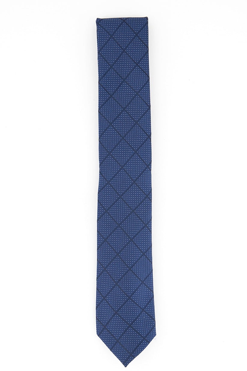 Gravata Alfani Masculina Windowpane Azul Marinho Tamanho Regular