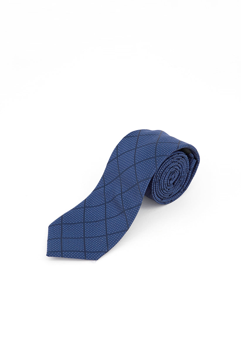 Gravata Alfani Masculina Windowpane Azul Marinho Tamanho Regular