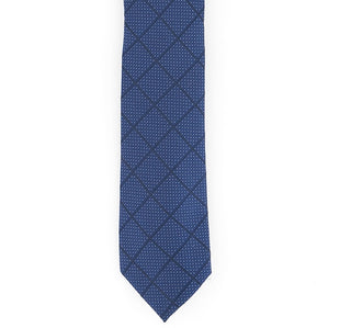 Gravata Alfani Masculina Windowpane Azul Marinho Tamanho Regular