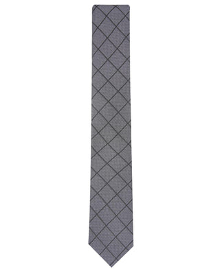 Gravata Alfani Windowpane Masculina Cinza Tamanho Regular