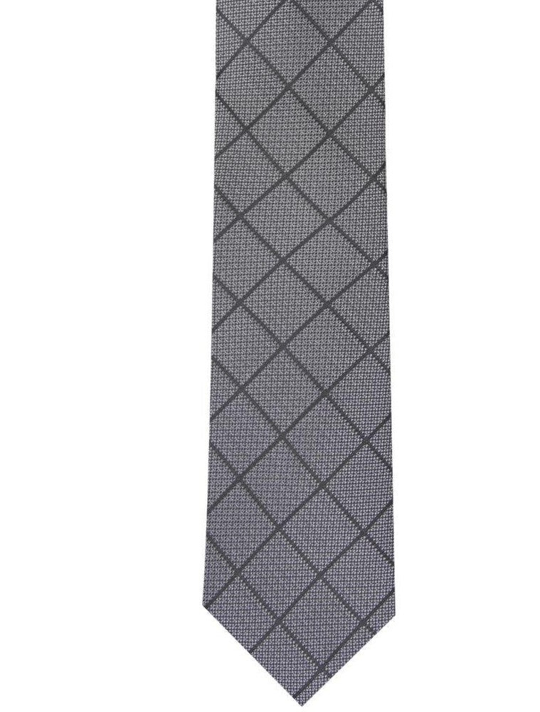 Gravata Alfani Windowpane Masculina Cinza Tamanho Regular