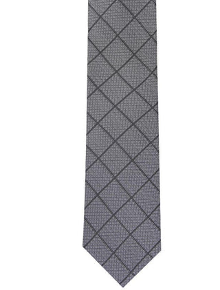 Gravata Alfani Windowpane Masculina Cinza Tamanho Regular