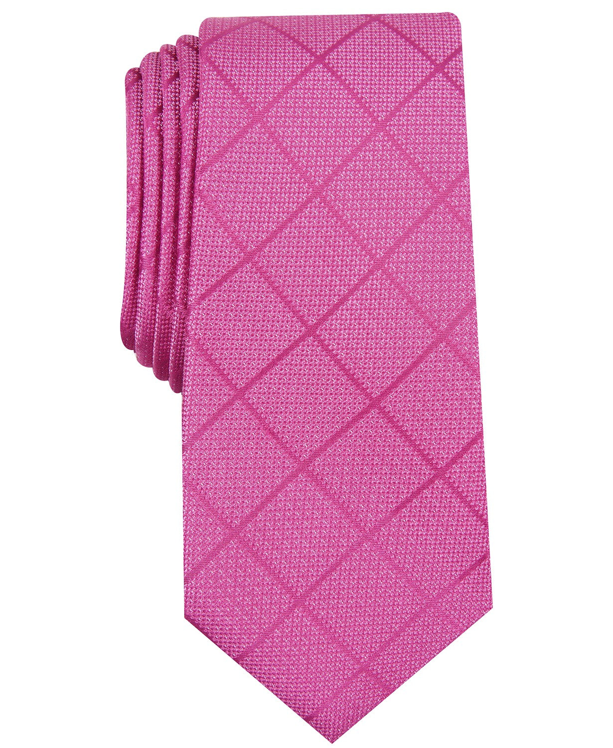 Gravata Alfani Masculina Windowpane Rosa Tamanho Regular