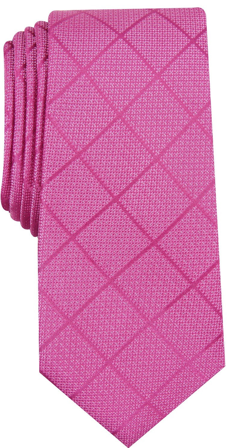 Gravata Alfani Masculina Windowpane Rosa Tamanho Regular