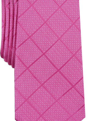 Gravata Alfani Masculina Windowpane Rosa Tamanho Regular