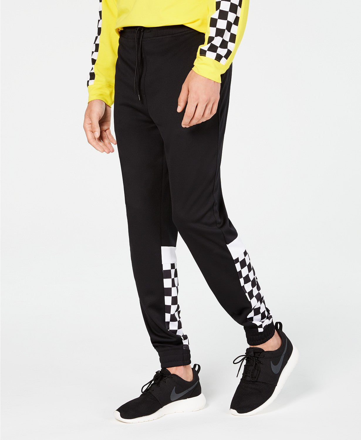 Calça de moletom xadrez masculina Ideology preta tamanho 3 extra grande