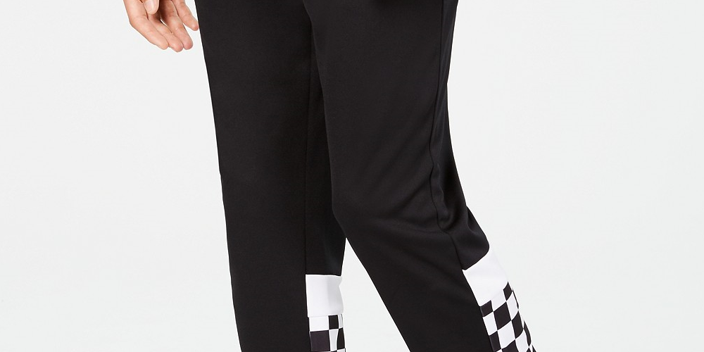 Calça de moletom xadrez masculina Ideology preta tamanho 3 extra grande