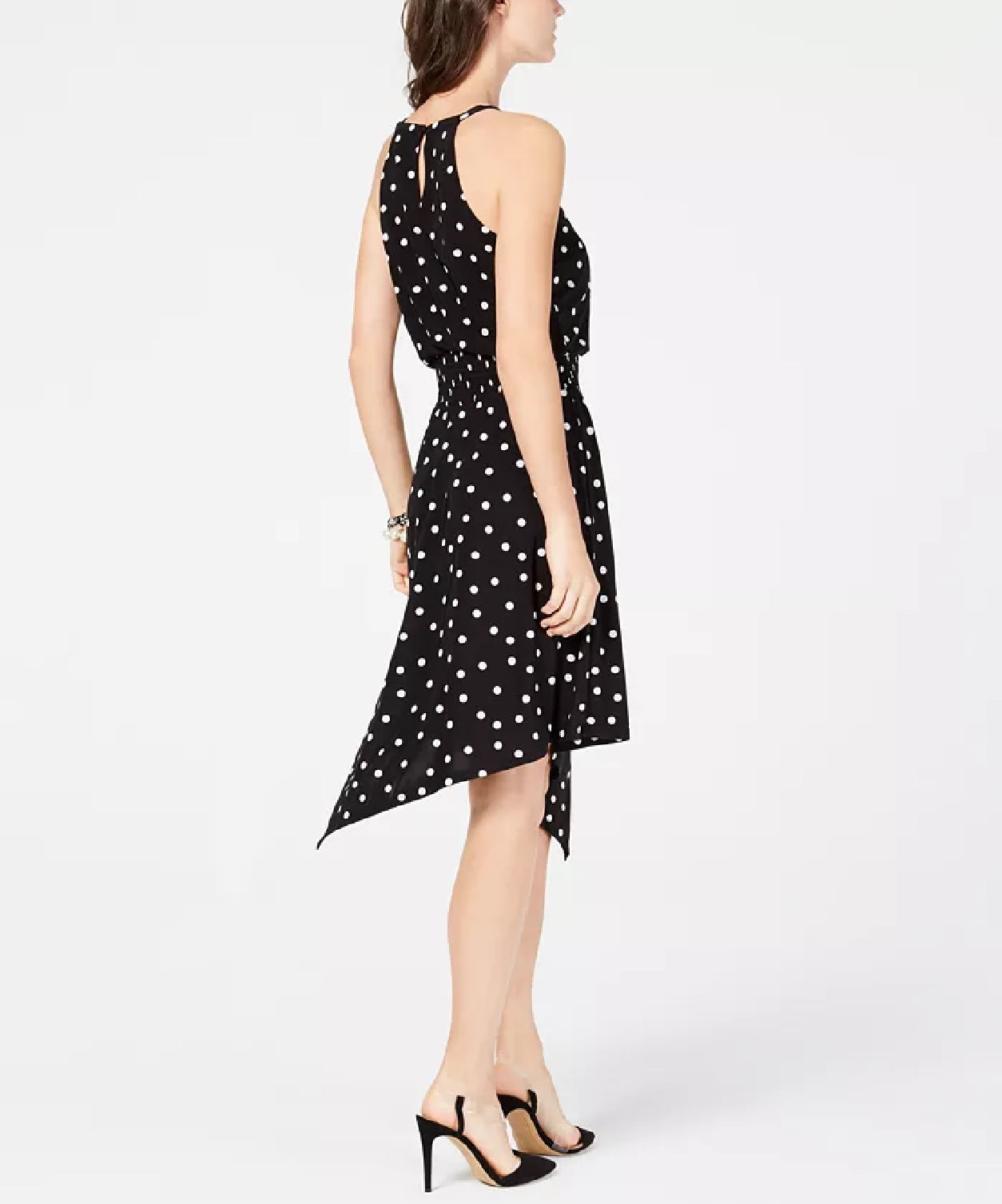 Vestido feminino sem mangas com bainha de lenço estampado, preto, tamanho grande, da INC International Concepts