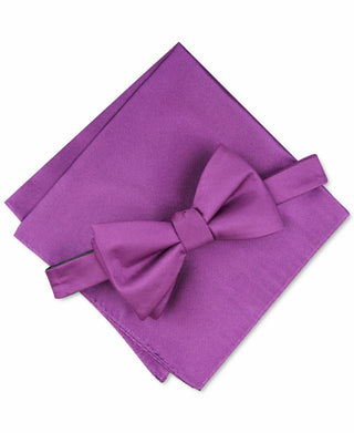 Conjunto de gravata borboleta pré-amarrada e lenço de bolso texturizado sólido Alfani masculino, roxo, tamanho regular