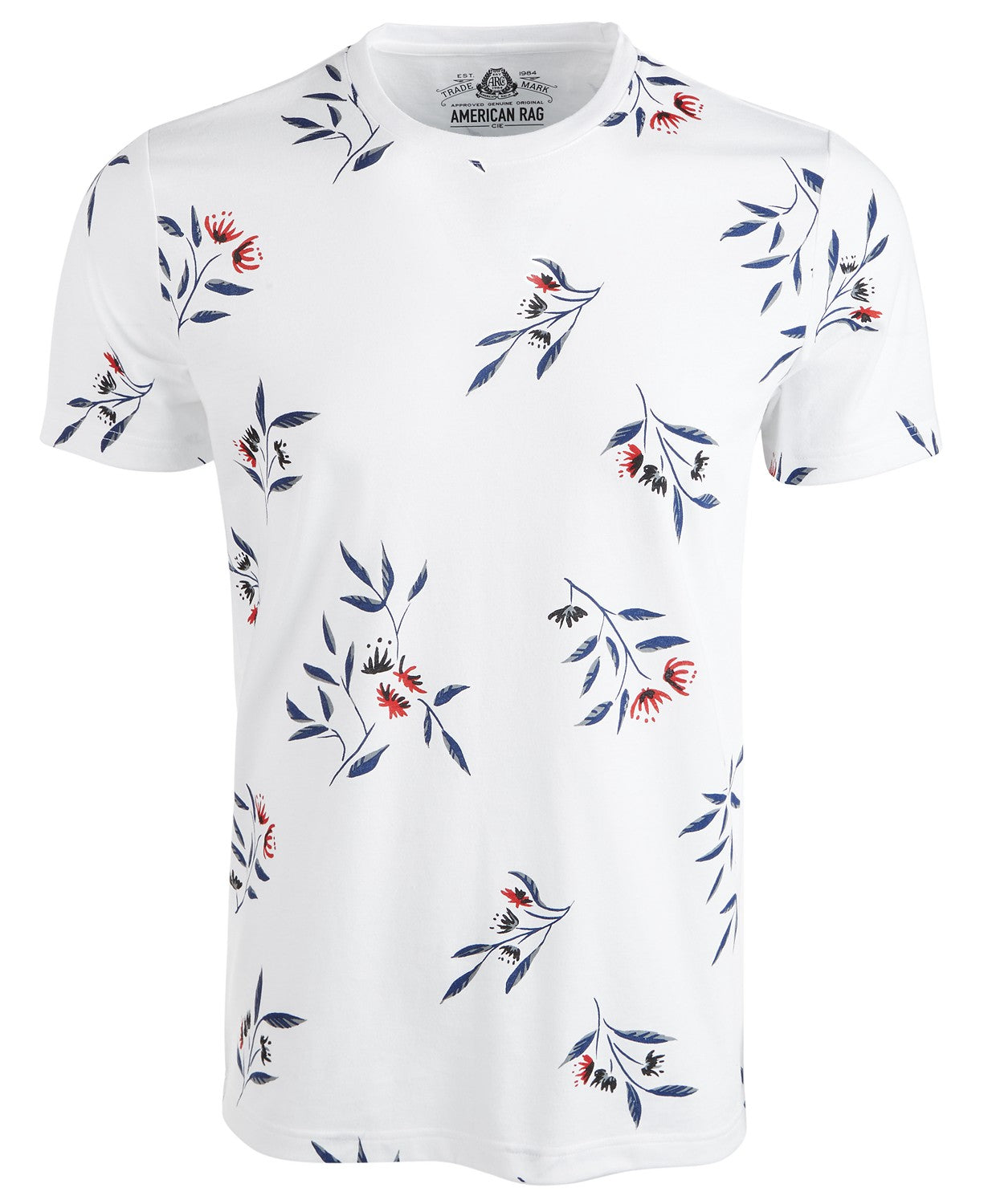 Camiseta masculina American Rag com estampa floral e estampa de parede, tamanho extra grande, branca