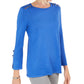 JM Collection Top Feminino com Decote Redondo e Estampa Floral Azul Tamanho Médio
