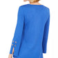 JM Collection Top Feminino com Decote Redondo e Estampa Floral Azul Tamanho Médio