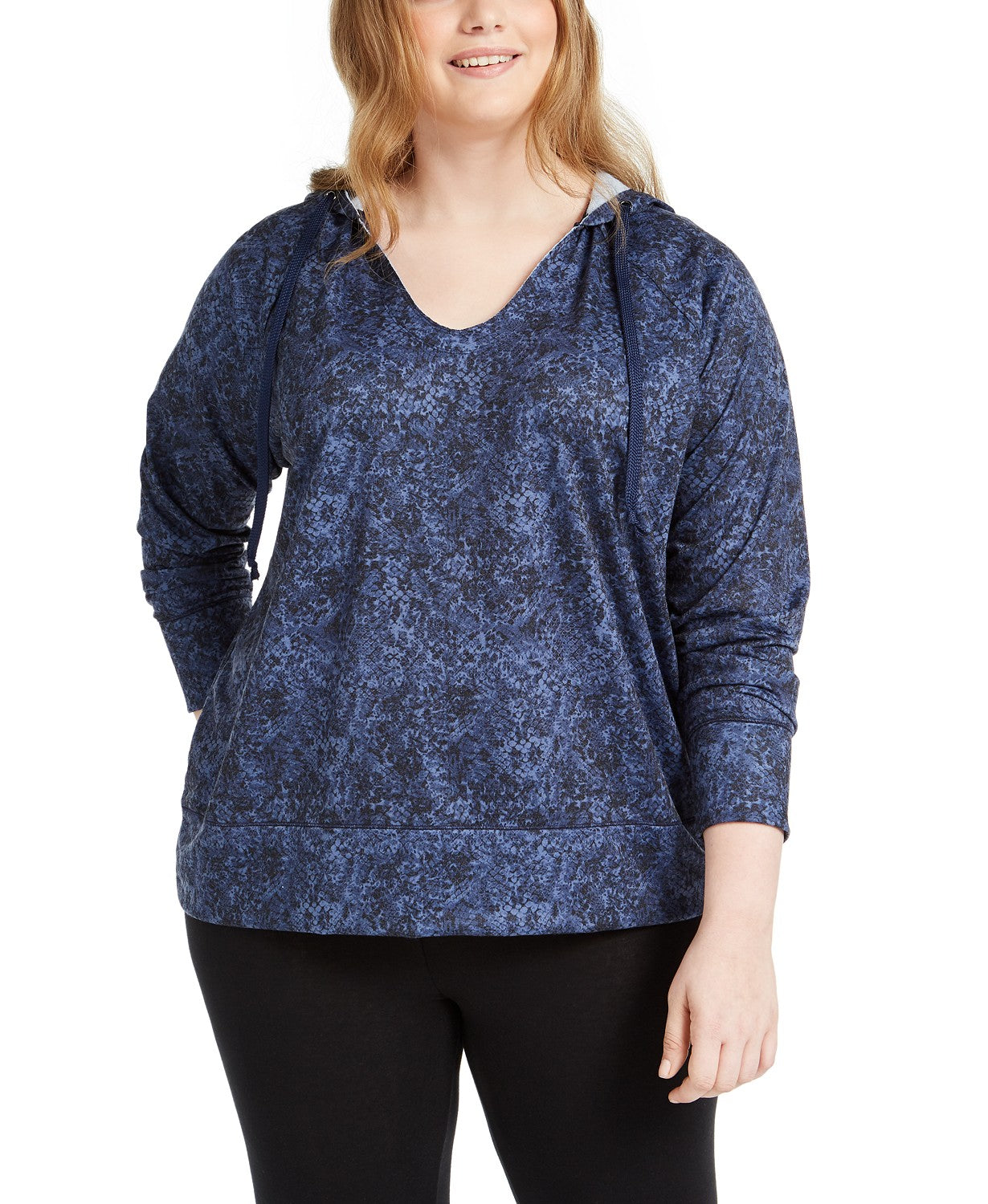 Ideologia Moletom com capuz feminino plus size com estampa de python azul tamanho XXX grande