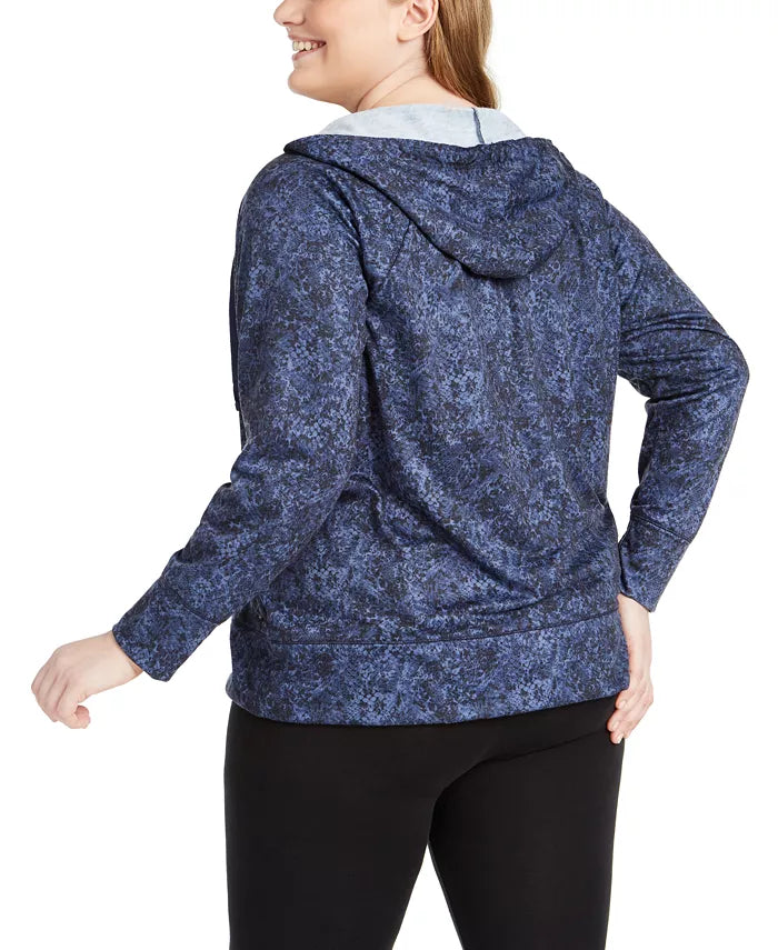 Ideologia Moletom com capuz feminino plus size com estampa de python azul tamanho XXX grande