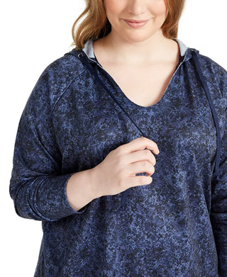 Ideologia Moletom com capuz feminino plus size com estampa de python azul tamanho XXX grande