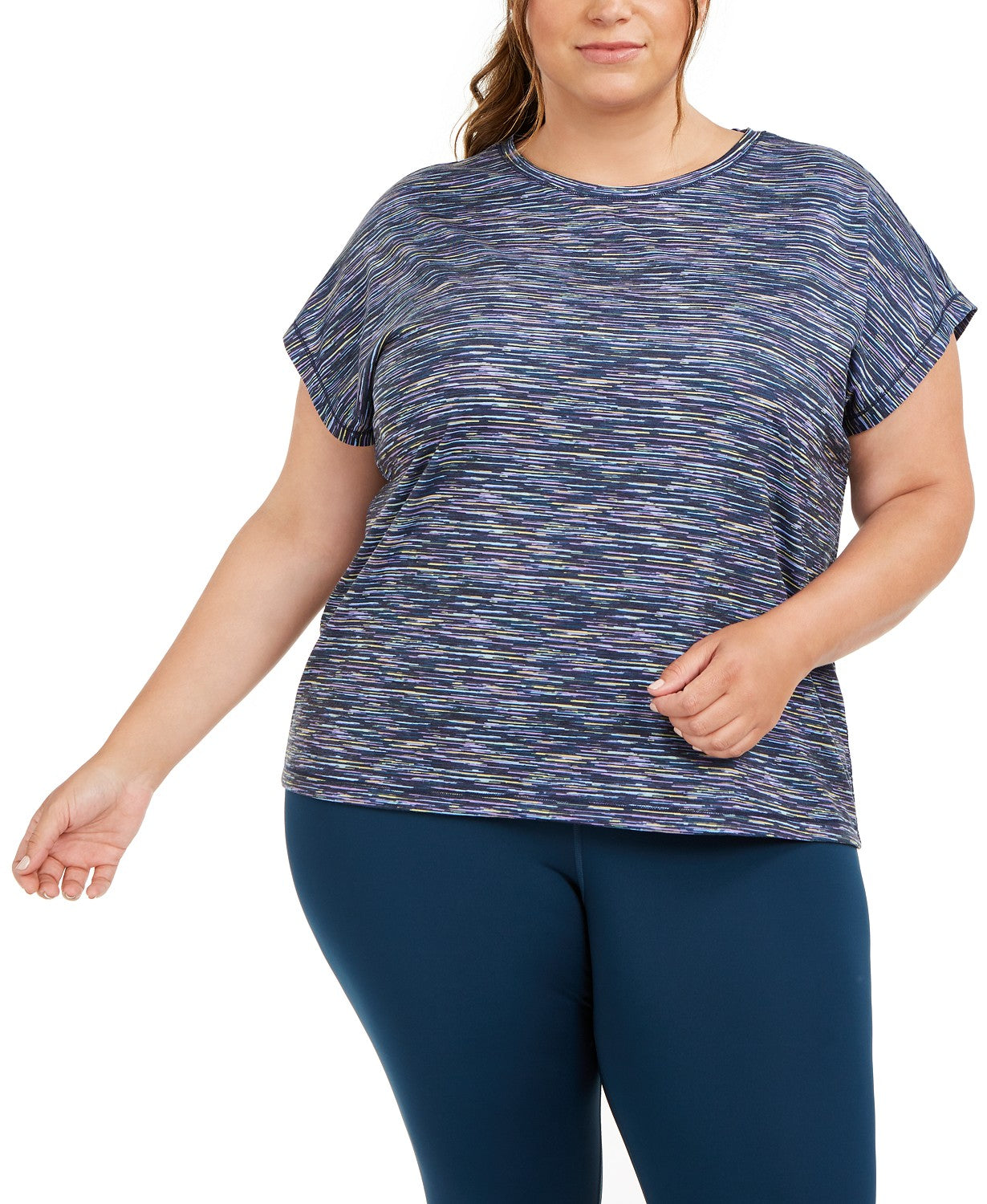 Camiseta feminina estampada plus size Ideology com manga dolman, verde, tamanho 2, extra grande