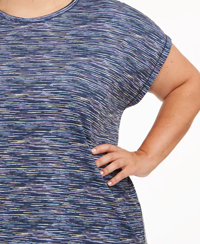 Camiseta feminina estampada plus size Ideology com manga dolman, verde, tamanho 2, extra grande