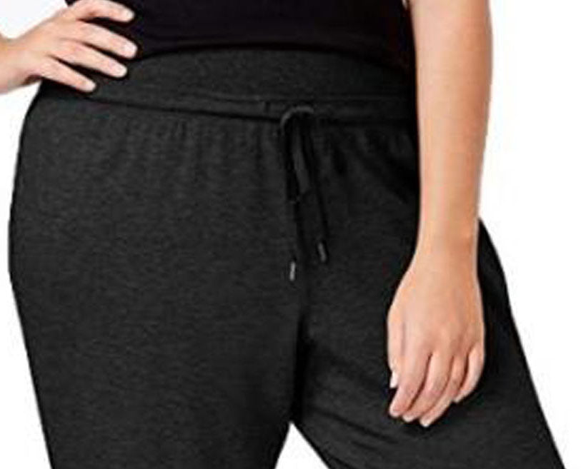 Calça jogger feminina plus size de malha Ideology, preta, tamanho extragrande