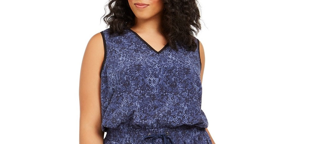 Vestido feminino plus size com estampa animal e cordão Ideology Indigo Sea tamanho 2X