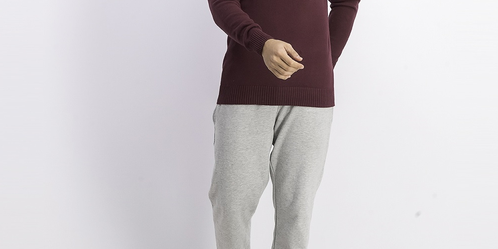 Suéter masculino Club Room de algodão liso com gola redonda texturizada, vermelho escuro, tamanho 3 extra grande