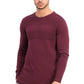 Suéter masculino de algodão liso com gola redonda e textura, tamanho vinho 2XL