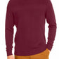 Suéter masculino de algodão liso com gola redonda e textura, tamanho vinho 2XL