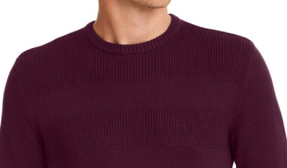 Suéter de algodão texturizado masculino Club Room, vinho, ameixa, tamanho pequeno