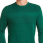 Suéter masculino de algodão liso com gola redonda e textura, tamanho pequeno, verde, Club Room