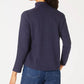 Karen Scott Blusa Feminina Petite Lisa e Estampada com Gola Azul Tamanho Petite Petite