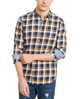Camisa xadrez Oliver masculina American Rag azul escuro tamanho XXG
