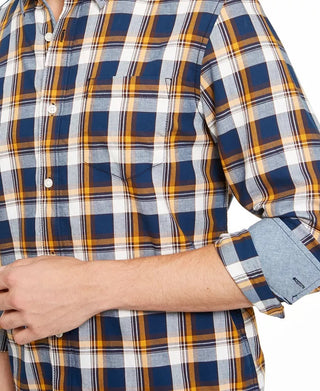 Camisa xadrez Oliver masculina American Rag azul escuro tamanho XXG