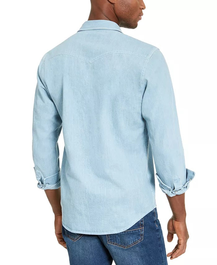 Camisa masculina American Rag Antonio Western azul tamanho grande