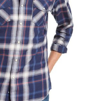 Camisa xadrez masculina American Rag Western azul-marinho