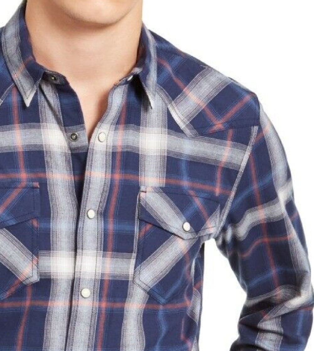 American Rag Masculino Xadrez Harvey Western Azul Tamanho Grande