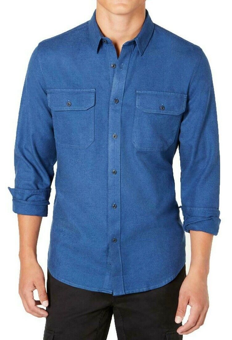 Camisa texturizada Grindle masculina American Rag, azul, tamanho pequeno