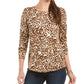 Blusa feminina com estampa animal Style &amp; Co, marrom, tamanho pequeno
