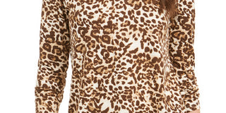 Blusa feminina com estampa animal Style &amp; Co, marrom, tamanho XS