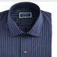 Camisa social masculina Club Room Regular-Fit Performance Stretch Anti-rugas Riscas Azul Marinho Tamanho 32-33