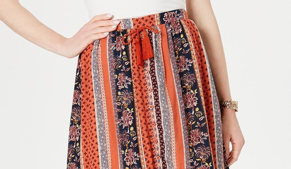 Saia feminina estampada alta e baixa, estilo &amp; co, listra Rio, tamanho extra grande