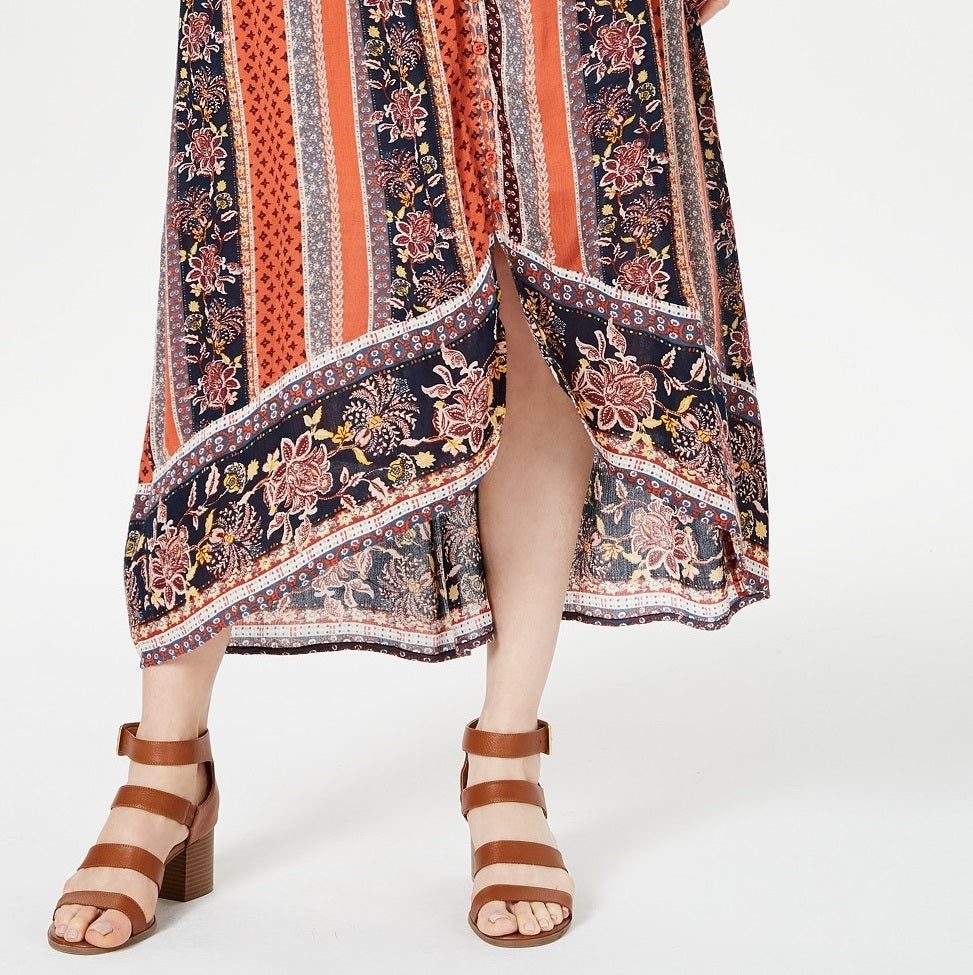 Saia feminina estampada alta e baixa, estilo &amp; co, listra Rio, tamanho extra grande