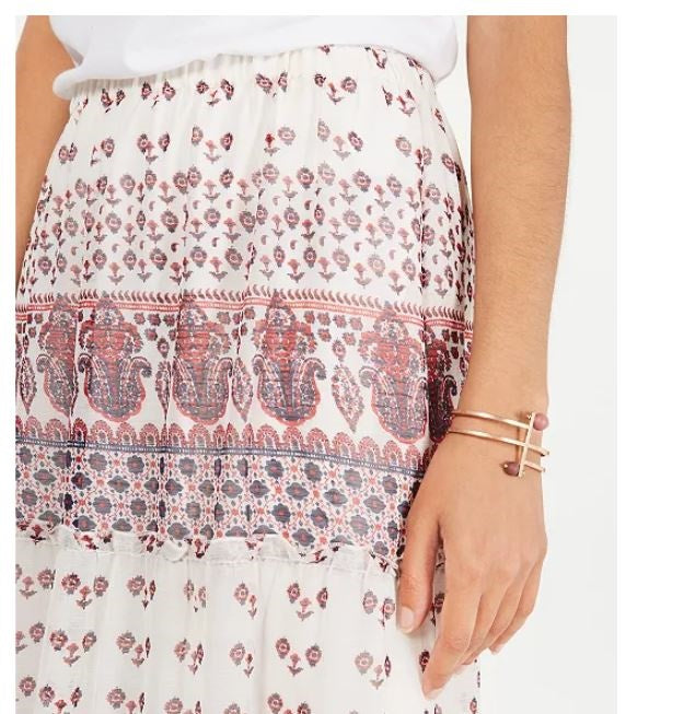 Saia midi feminina com estampa mista e camadas, tamanho grande, vermelha, estilo &amp; co