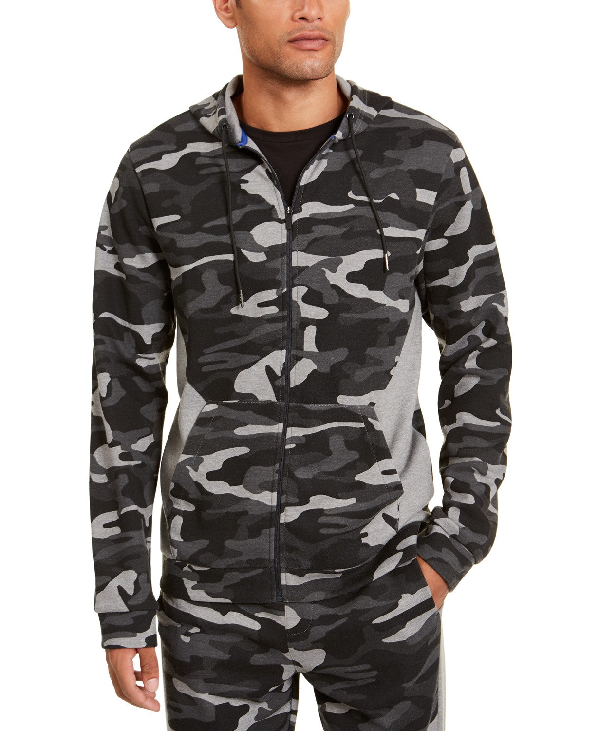 Jaqueta camuflada masculina Ideology Colorblocked, preta, tamanho XX-G
