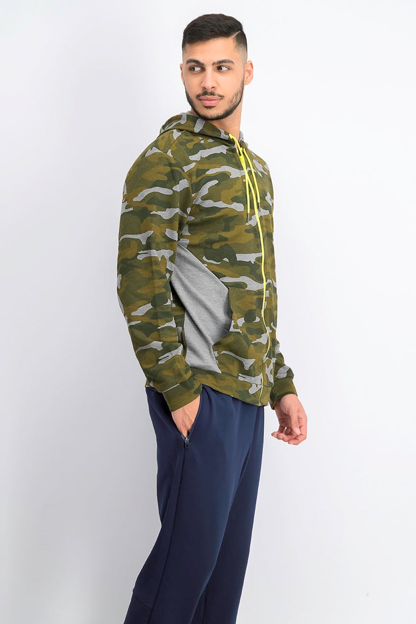 Jaqueta camuflada masculina Ideology Colorblocked, tamanho extra grande, verde