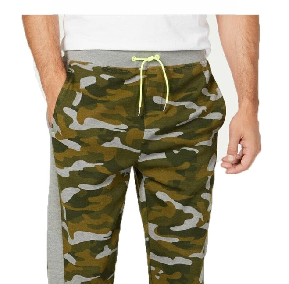 Calça de moletom camuflada com blocos de cores Ideology masculina, verde escuro, tamanho grande