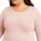 Suéter feminino plus size de tricô trançado Charter Club, rosa, tamanho XXX-G